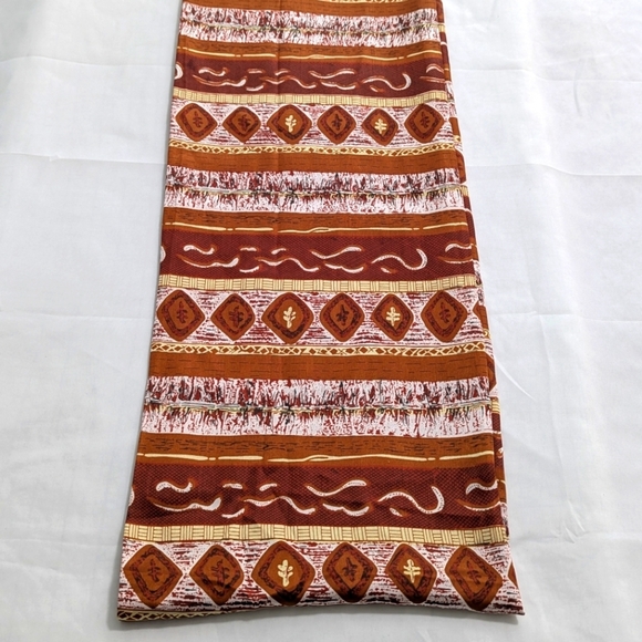 NWOT 100% Silk Abstract Print - Burnt Orange,Brown,Yellow Wide Oblong Scarf - Picture 4 of 15